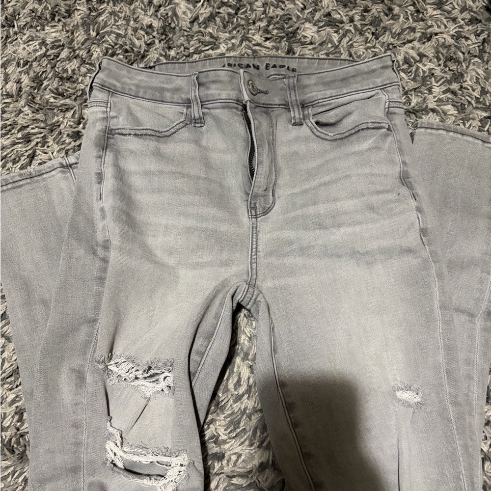 American Eagle Outfitters Women's Light Gray Skinny Jeans